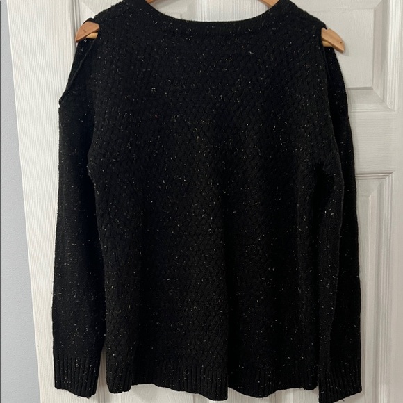 Black Cold Shoulder Sweater with Lace-Up Detail - Picture 5 of 6